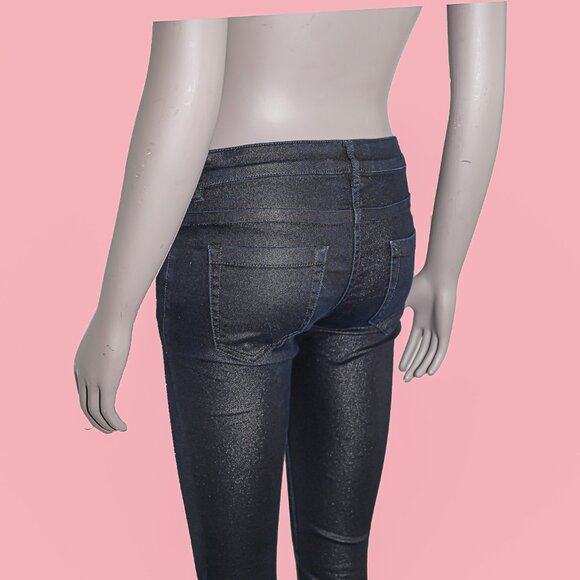 Ann Demeulemeester Metallic Black Blue Cropped Skinny Denim Jeans Size Small - Picture 4 of 5